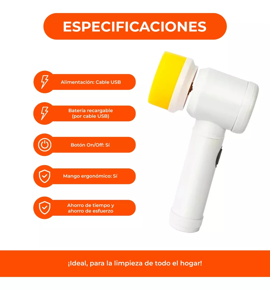 Cepillo de Limpieza Eléctrico 5 en 1 – Portátil, Recargable y Sin Cable ¡Limpieza Rápida y Sin Esfuerzo!