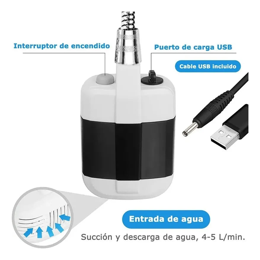 Ducha Portátil Bomba Con Bateria Recarga